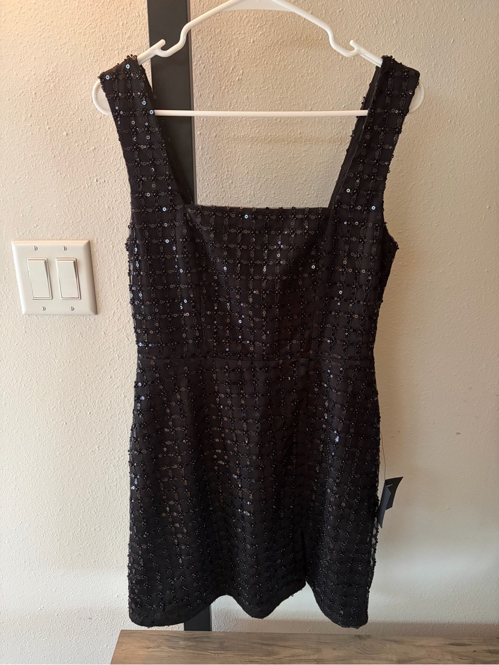 Lulu's Black Sequin Square-Neck Mini Dress